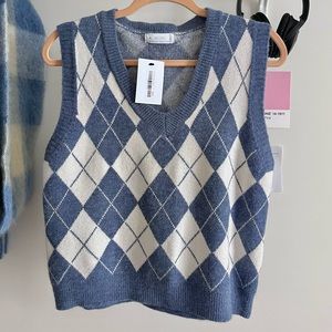 Blue Argyle Sweater Vest (NWT)